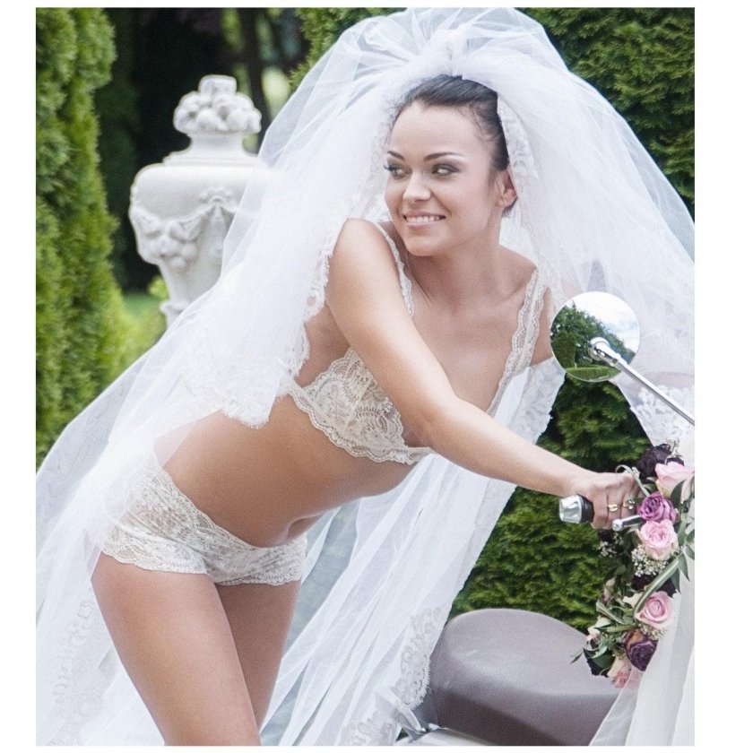 Bride in underwear