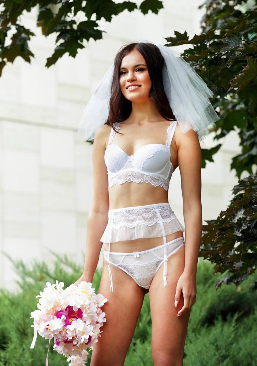 Bride in underwear