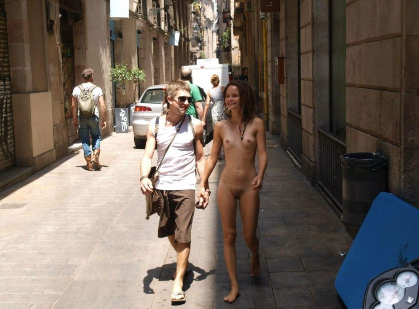 Naked along the street