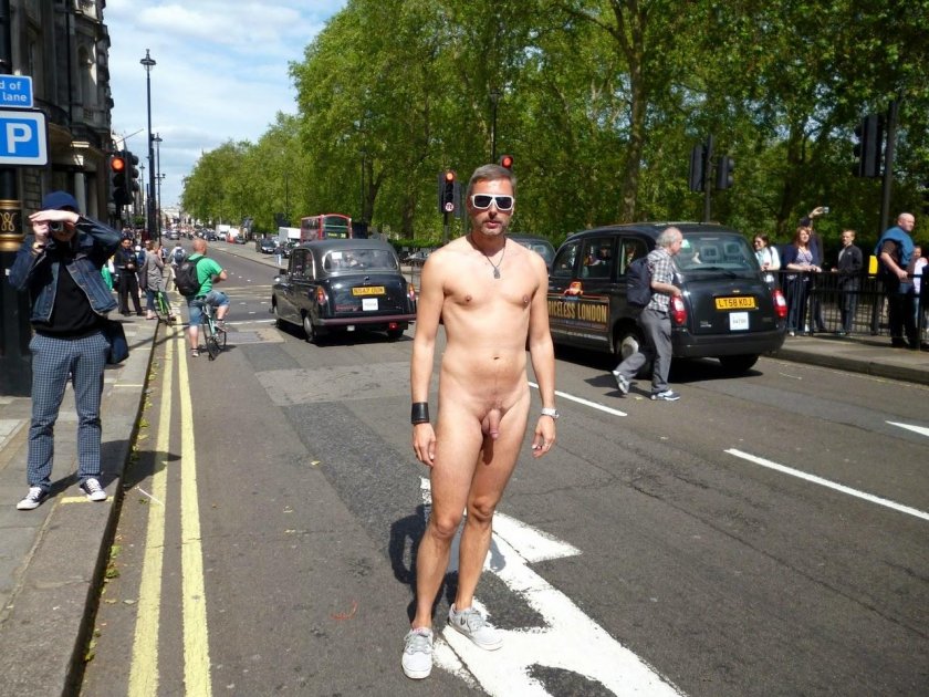 Naked men on the street