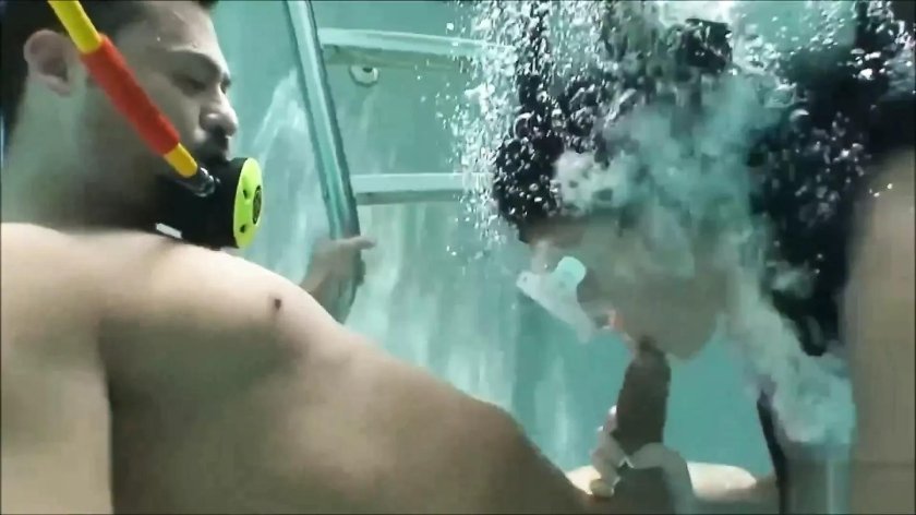 Under water in the pool